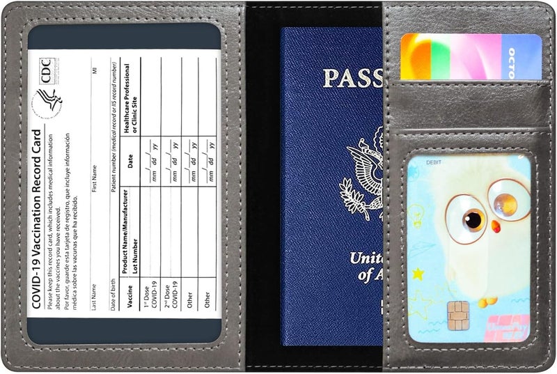 KAOBAN Passport Holder Cover Wallet Case RFID Blocking Leather Card Slot Travel Accessories Documents Organizer Protector for Women Men, Dark Gray - Image 4